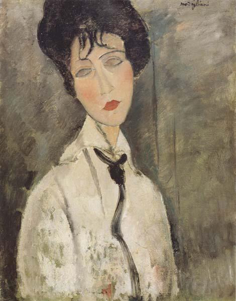 Amedeo Modigliani Femme a la cravate noire (mk38) Norge oil painting art